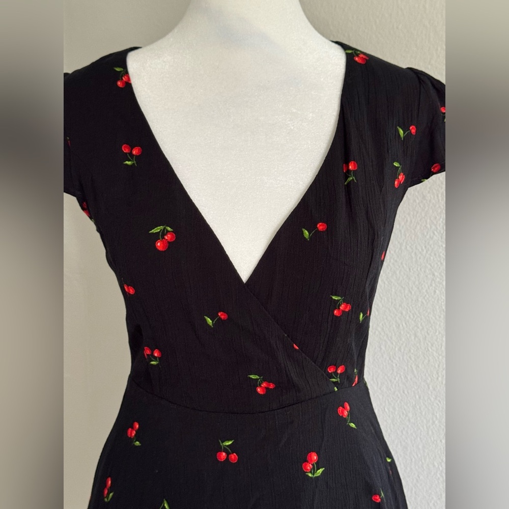 Lulus Women’s Best Day Ever Black Cherry Print Skater Dress - Picture 9 of 10